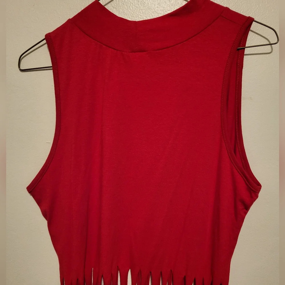 Bling Bling Women's Fringe Tank Top - RED (Size 2XL) - Picture 4 of 9
